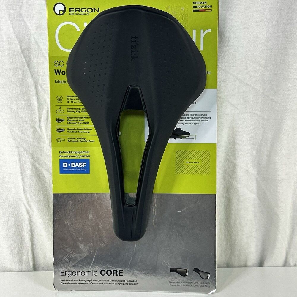 Fizik Bike Saddle Black Ergon SC Core Prime Women Medium Large Touring City